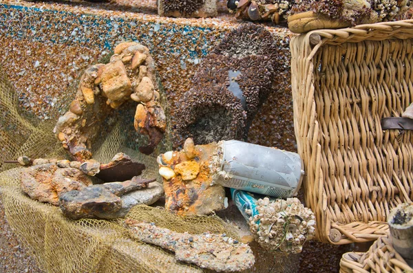 Deniz kabukları ile büyümüş çöp — Stok fotoğraf