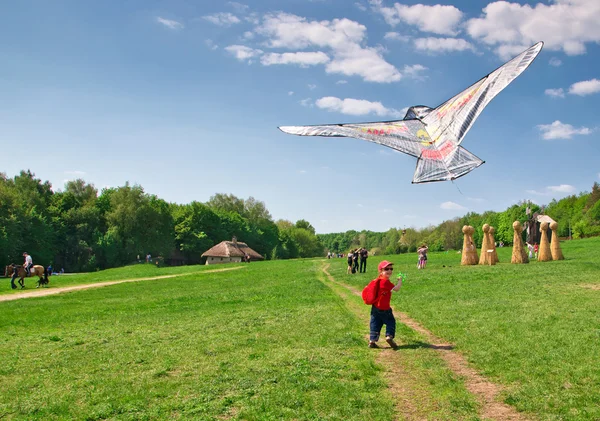 少年と凧 — ストック写真