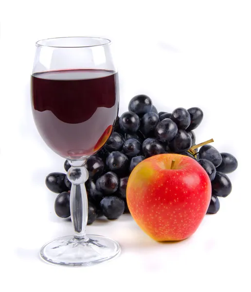 Ποτήρι με κρασί και φρούτα — Φωτογραφία Αρχείου