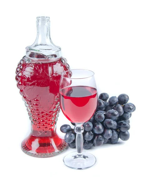 Vieja botella y copa con vino — Foto de Stock
