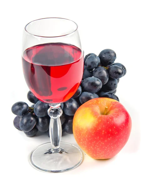 Cam şarap ve meyve — Stok fotoğraf