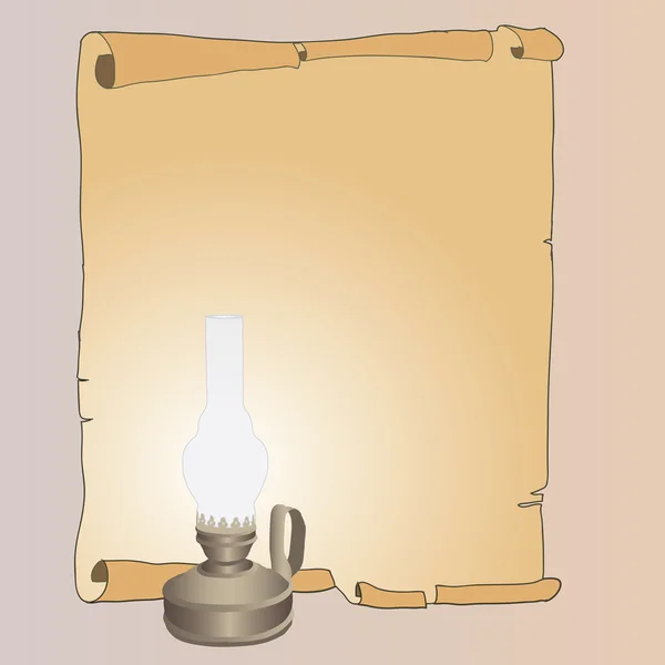 stock image Old paper with oil lamp