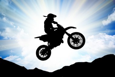 Moto racer in sunny sky. clipart