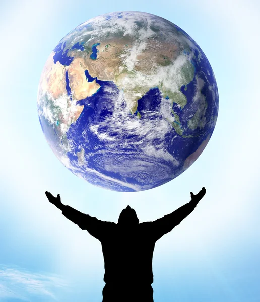 Planet Earth in hand — Stock Photo, Image