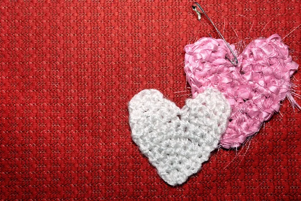 2 つの心臓を編んだ — ストック写真