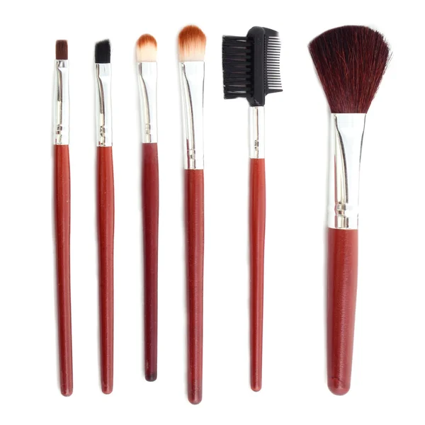 Set di spazzole cosmetiche isolate su sfondo bianco — Foto Stock