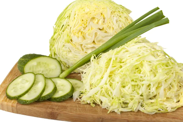 Erken lahana salatalık salatası ile — Stok fotoğraf
