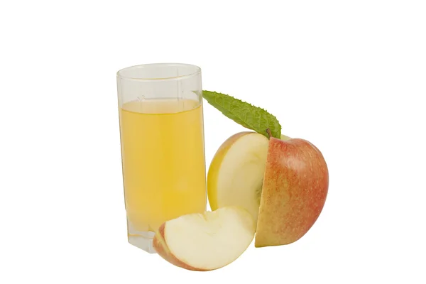 Όμορφο μήλο και ένα ποτήρι χυμό μήλου — Φωτογραφία Αρχείου