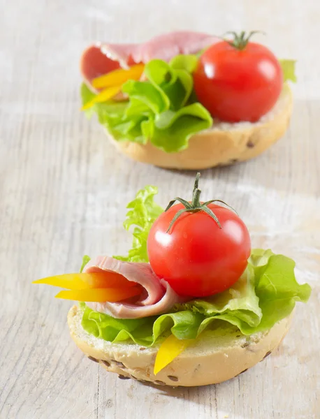 stock image Sandwiches with ham, lettuce and tomato