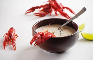 Soup with seafood clipart