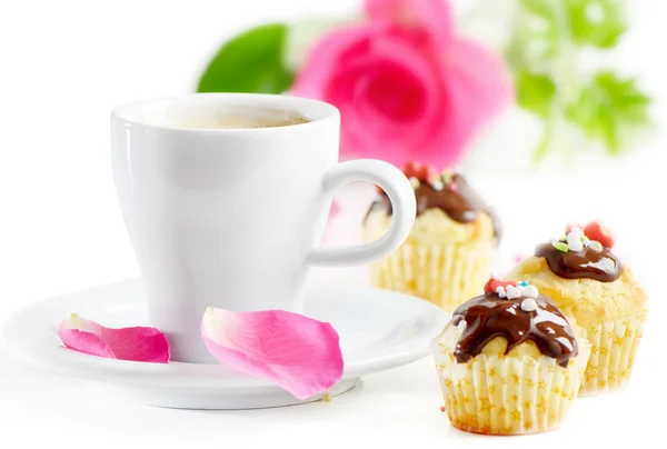 Kávés csésze és muffin — Stock Fotó