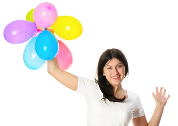 Happy girl with balloons — Stock Photo, Image