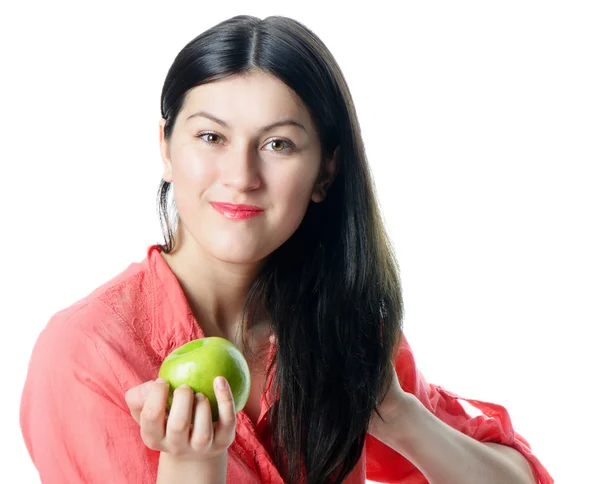 Mujer joven con manzana verde —  Fotos de Stock