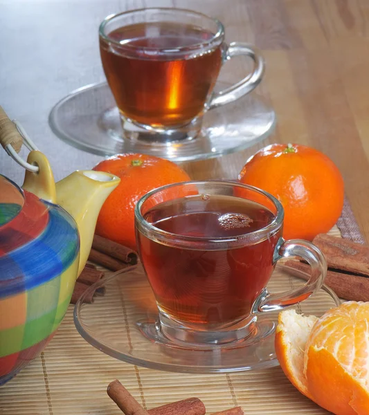 Čaj a oranžové — Stock fotografie