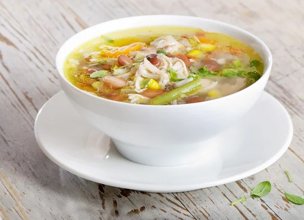 Tál csirke leves zöldség — Stock Fotó