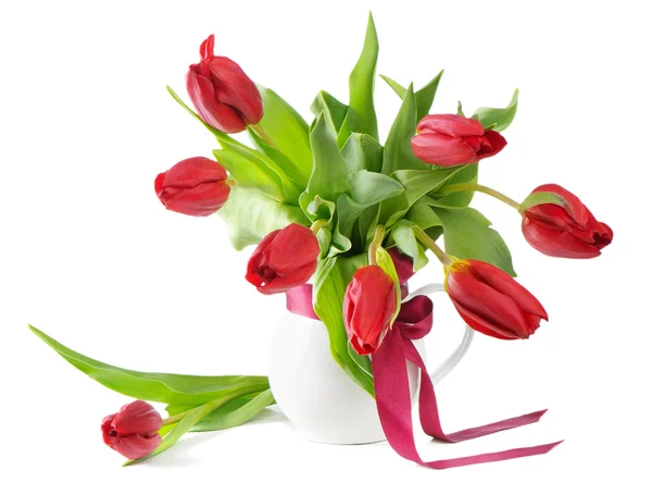Ramo de tulipanes rojos frescos — Foto de Stock