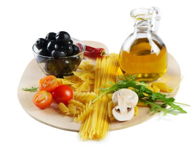 Italian cuisine - pasta and olive oil clipart