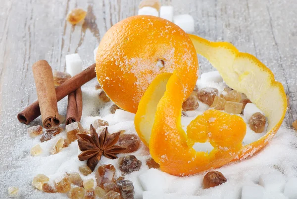 Cukr, koření a oranžové — Stock fotografie