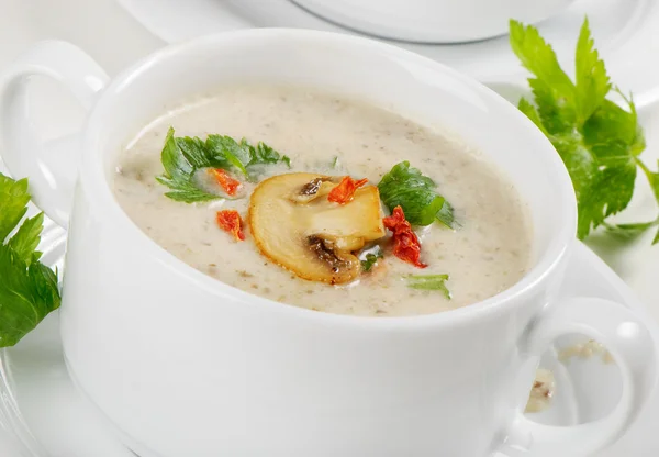 파 슬 리와 버섯 수프 — 스톡 사진