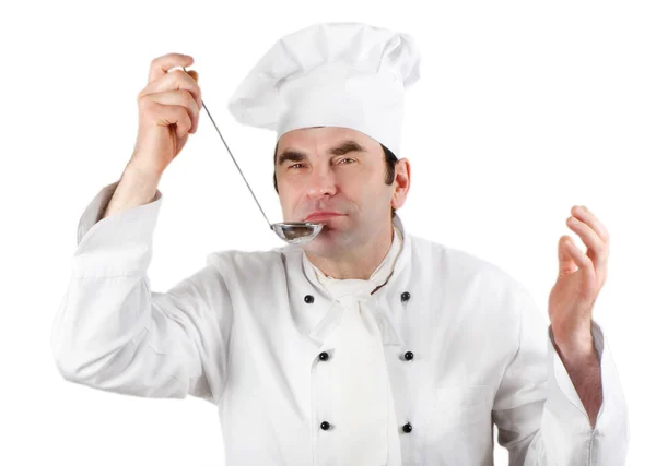 Шеф-кухар ізольований на білому тлі — стокове фото
