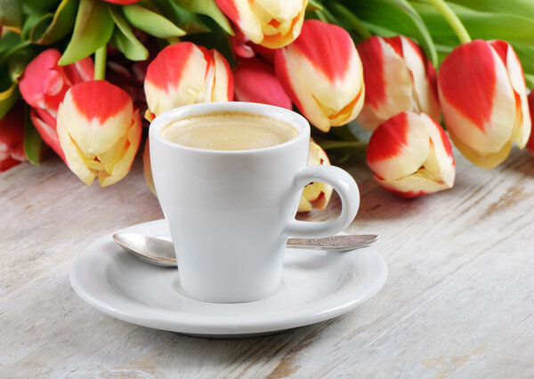 Coffee and tulips