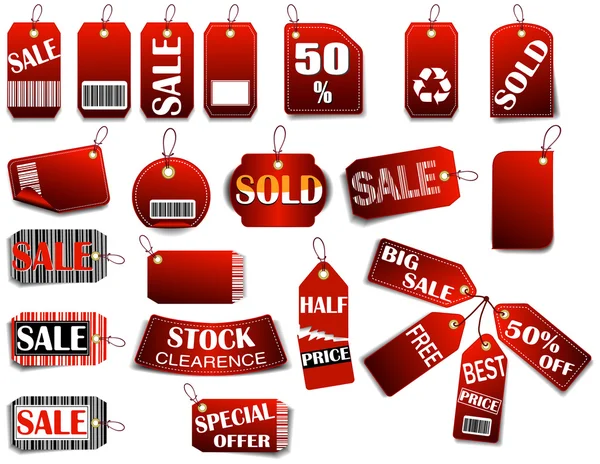 Set de etiquetas rojas de precio — Vector de stock