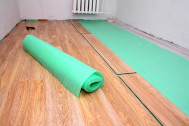 Repair in room - laying floorings clipart