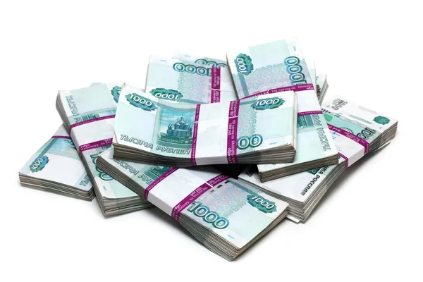 Million rubles - heap of bills in packs — Stock Photo, Image