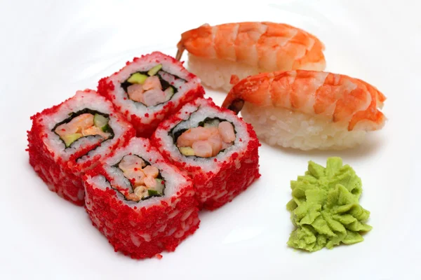 stock image Rolls and sushi on plate