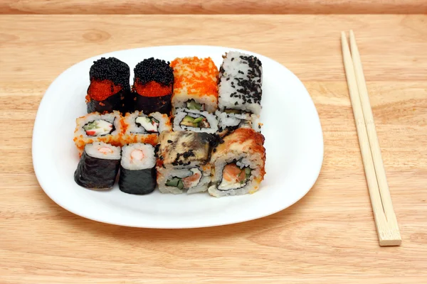 Set of rolls on plate — Stock Photo, Image