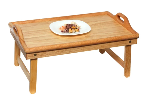 Placa com frutos do mar em mesa de madeira — Fotografia de Stock