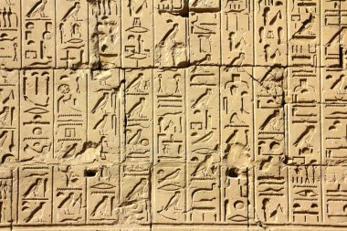 Ancient egypt hieroglyphics in karnak temple clipart