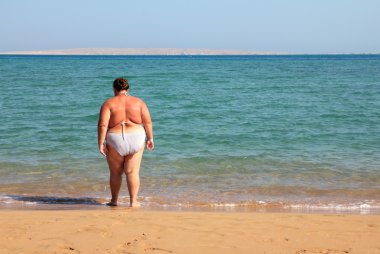 Overweight woman bath clipart