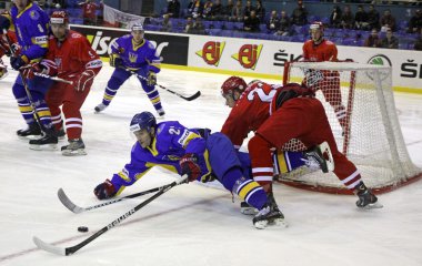 Ice-hockey game Ukraine vs Poland clipart