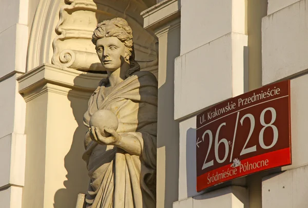Sculpture of Muse (Urania) in University of Warsaw — Stock Photo, Image