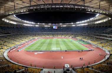 Panoramic view of Olympic stadium in Kyiv clipart