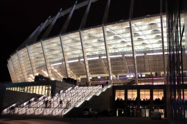 Visitors enter the Olympic stadium in Kyiv, Ukraine clipart