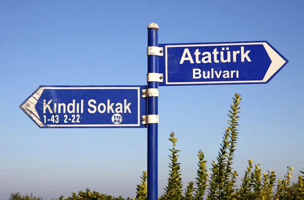 stock image Direction signs on a post in Kemer, Turkey