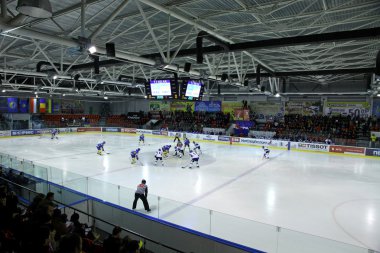 Ice-Hockey game between Ukraine and Kazakhstan clipart