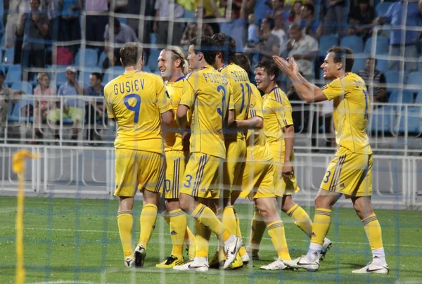 Ukraina laget firar ett mål — Stockfoto