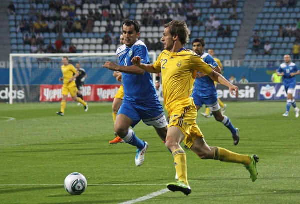 Footrball game Ukraine vs Uzbekistan — Stock Photo, Image
