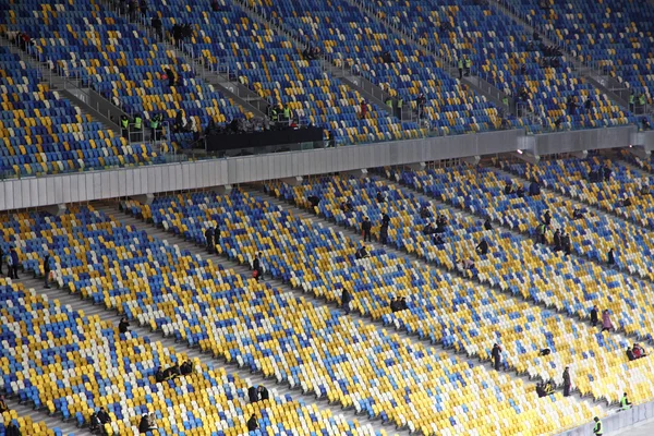 奥林匹克体育场 (Nsc Olimpiysky) 在基辅即席记者席 — 图库照片