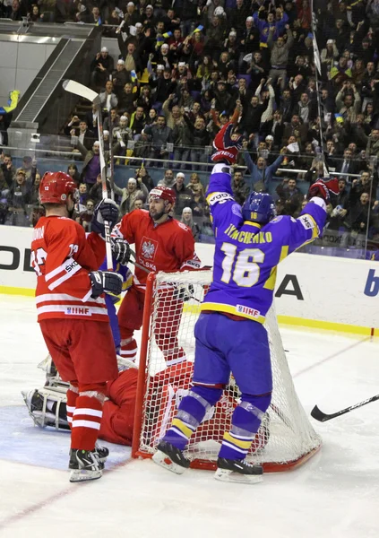 Ice-hockey game Ukraine vs Poland Stock Photo