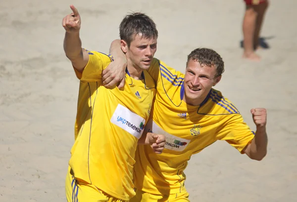 Beach soccer spel tussen Oekraïne en Rusland — Stockfoto