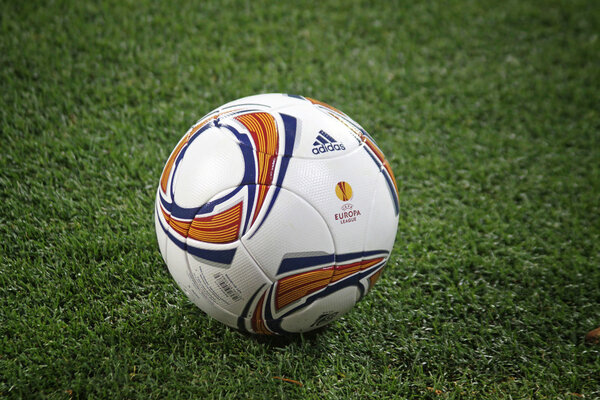 Close-up soccer ball on the grass