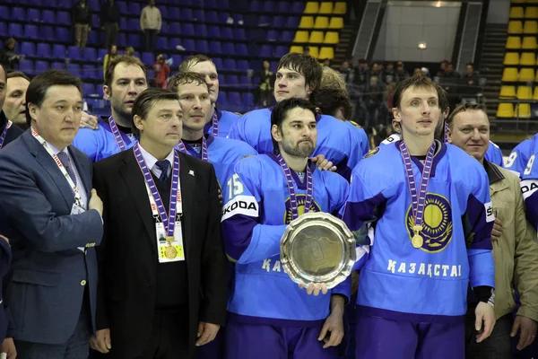 Kazachstán tým - vítěz Mistrovství světa v ledním hokeji — Stock fotografie