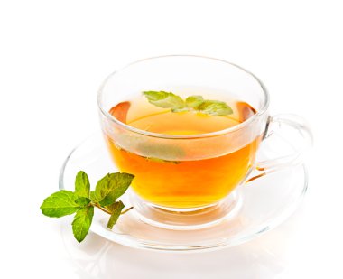 Tea cup with mint isolated clipart