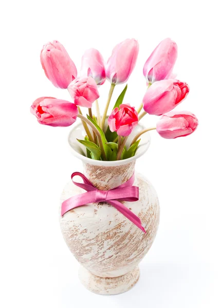 ピンクのチューリップの花瓶 — ストック写真