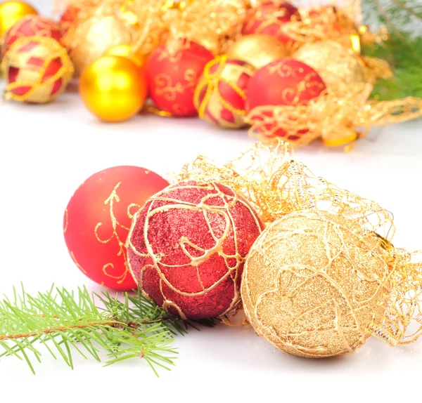 Christmas decoration on fir branch — Stock Photo, Image