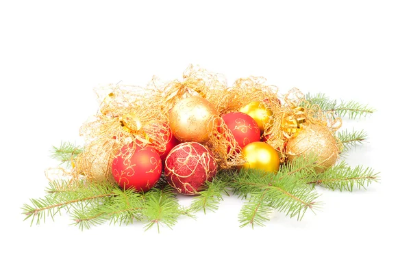 Decorazione di Natale su ramo di abete — Foto Stock